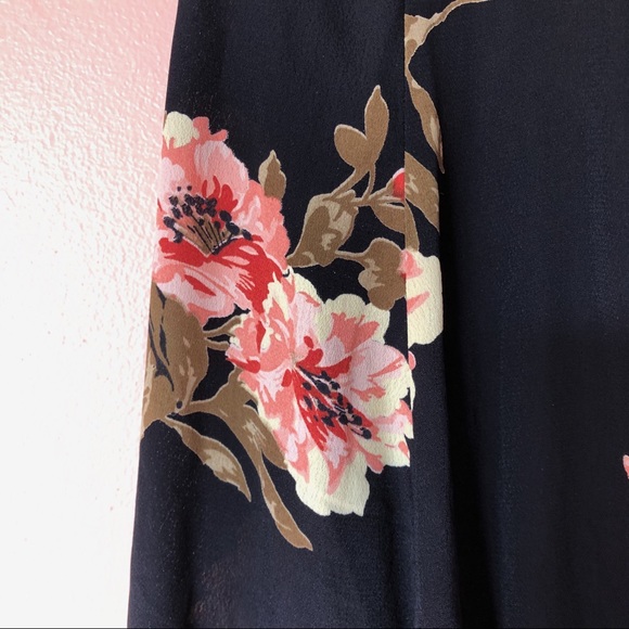 Reformation Black Floral Plunging Wrap Dress - Picture 4 of 4